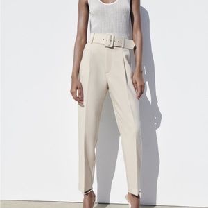 Zara Pants with Fabric Covered Belt